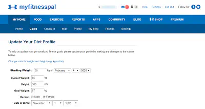 Как изменить свои цели в MyFitnessPal