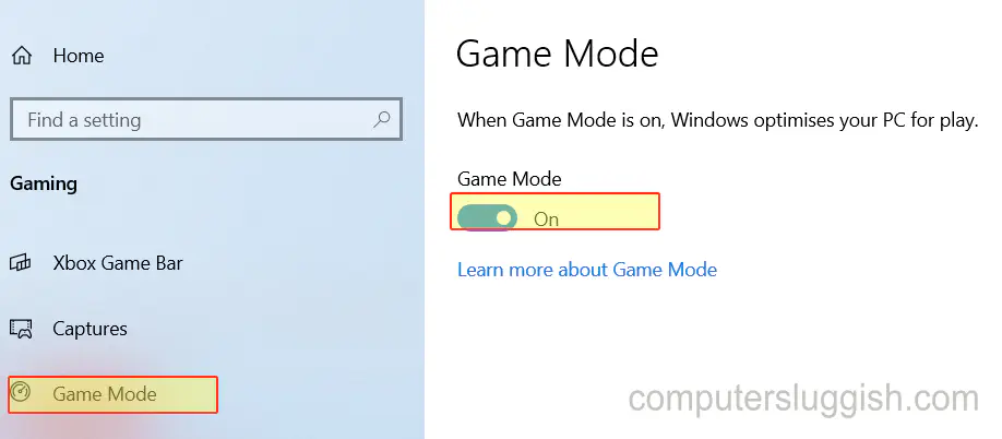 Как отключить игровой режим в Windows 10