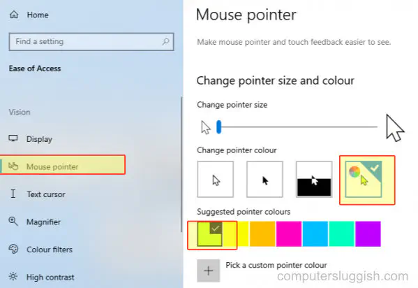 Как изменить цвет указателя мыши в Windows 10