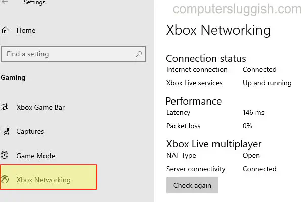 Как проверить состояние производительности сетевого подключения Xbox в Windows 10