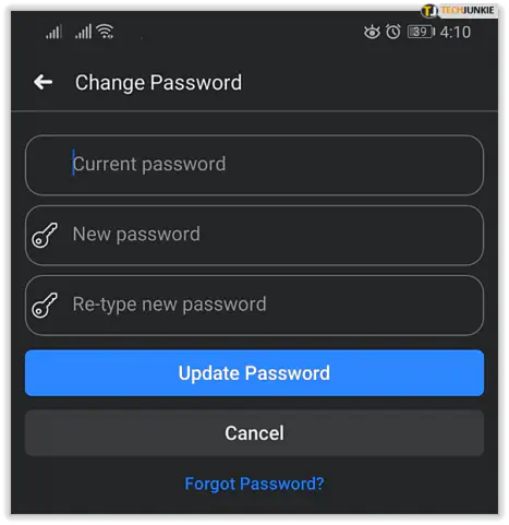 Как сбросить пароль приложения Facebook на устройстве Android