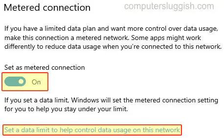 Как включить ограничение на количество данных в дозированном подключении в Windows 10
