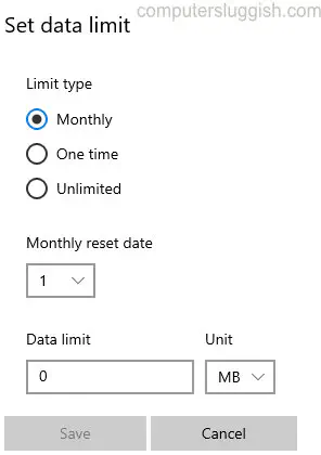 Как включить ограничение на количество данных в дозированном подключении в Windows 10