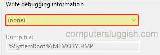 Отключение файла дампа памяти в Windows 10