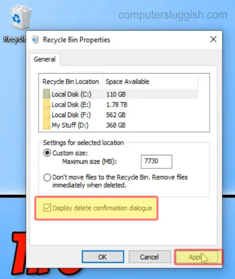 Как включить отображение диалогового окна подтверждения удаления на компьютере с Windows 10