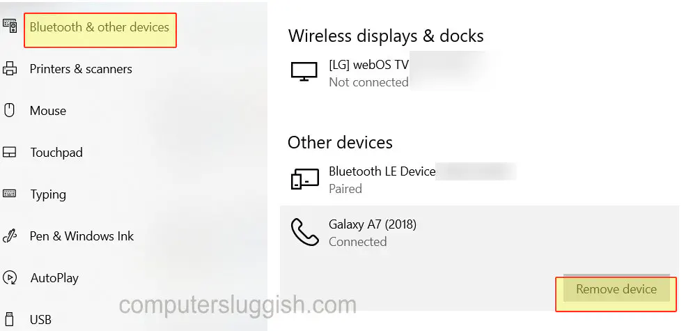 Как удалить устройство из Bluetooth в Windows 10