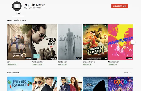 Смотреть полнометражные фильмы на YouTube бесплатно
