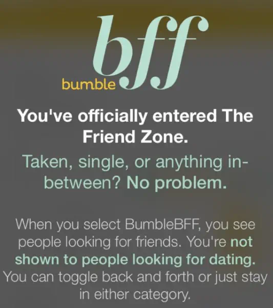 Как переключаться между режимами BFF и свидания в Bumble