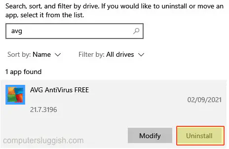 Как удалить AVG AntiVirus в Windows 10