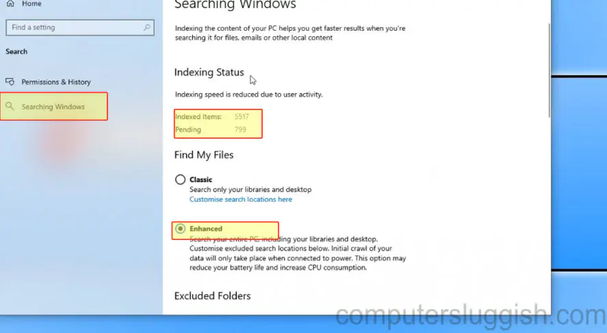 Индексирование всего компьютера для ускорения результатов поиска в Windows 10 Учебник по ПК