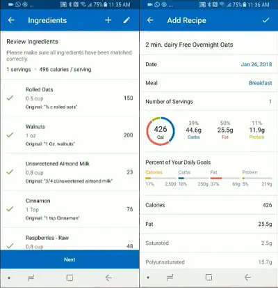 Как добавить рецепт в MyFitnessPal