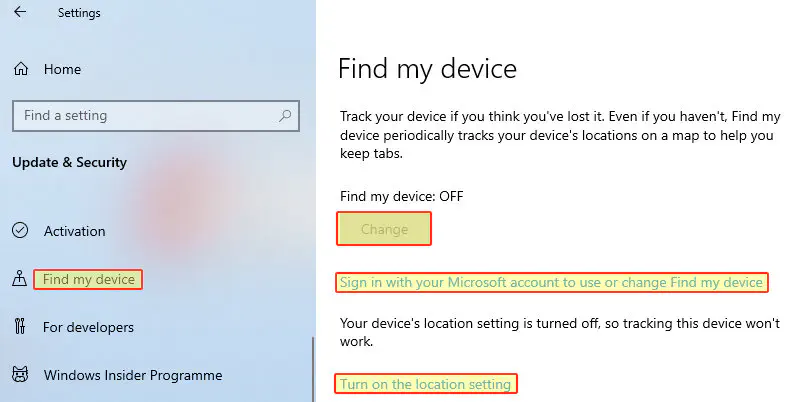 Как включить функцию Найти мое устройство в Windows 10