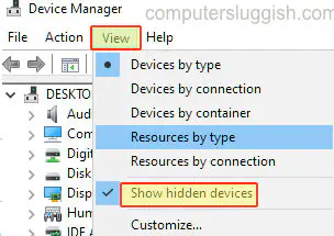 Как просмотреть скрытые устройства в диспетчере устройств Windows 10