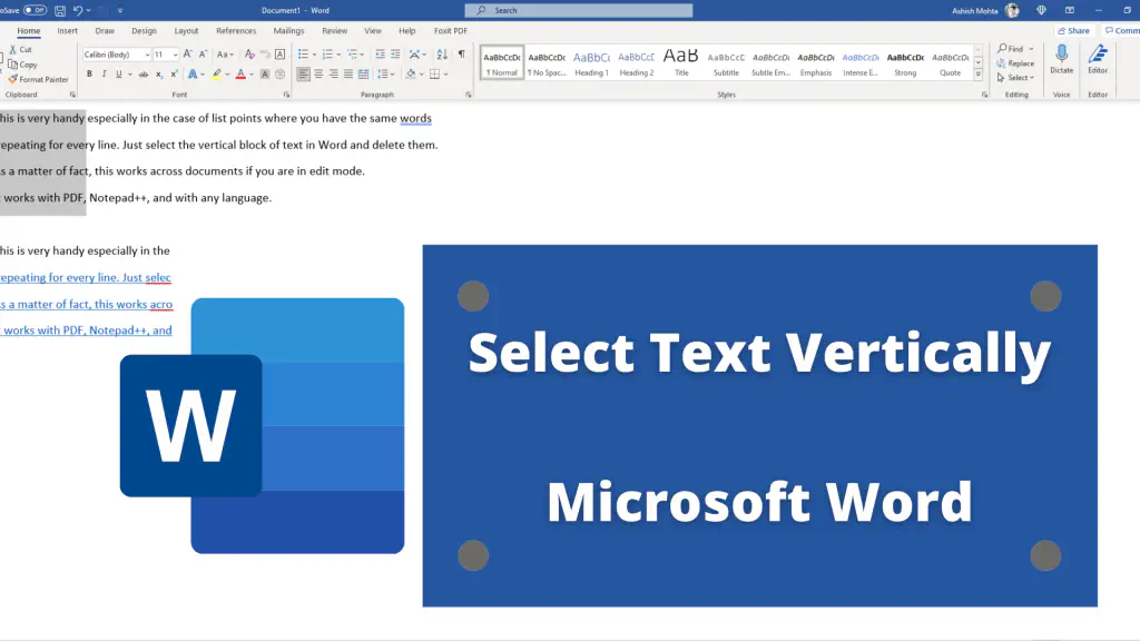 Как выделить текст по вертикали в абзаце в Microsoft Office Word