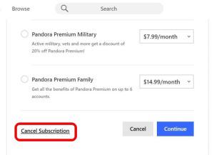 Как отменить Pandora Premium Как отменить Pandora Premium