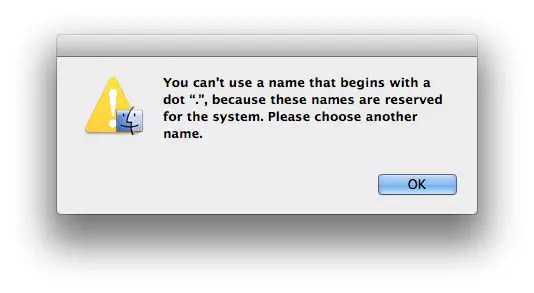 Как создать использование скрытых папок в Mac OS X