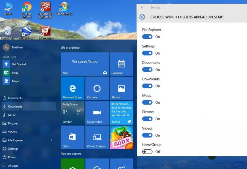 Как настроить меню Пуск в Windows 10