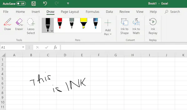 Что такое показать или скрыть чернила в Excel, Word, PowerPoint (Office 365)