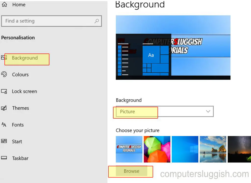 Как изменить фоновый рисунок обоев рабочего стола Windows 10