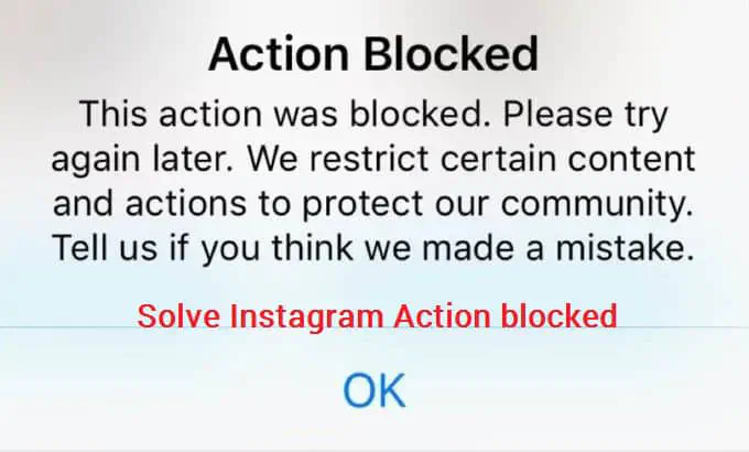 Как устранить ошибку блокировки действий в Instagram