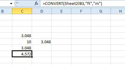 Как перевести футы в метры в Excel