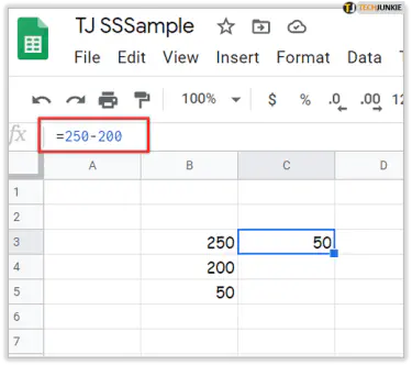 Как вычесть в Google Sheets с помощью формулы