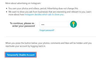 Как деактивировать аккаунт в Instagram