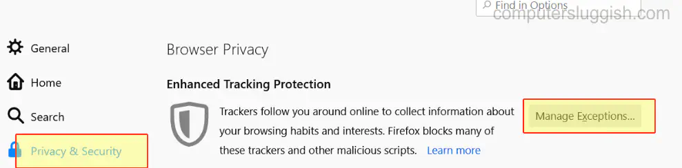 Как добавить доверенный сайт в Firefox
