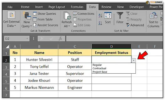 Как создать выпадающий список в Excel