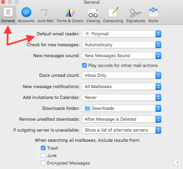 Изменение почтового приложения по умолчанию в OS X