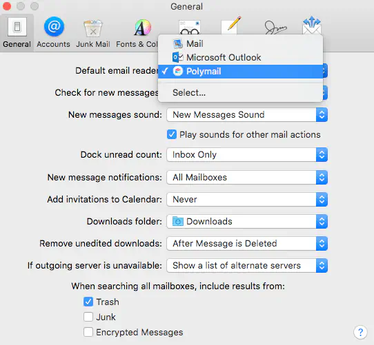 Изменение почтового приложения по умолчанию в OS X
