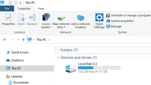 Как удалить сетевые местоположения с этого компьютера в Windows 10
