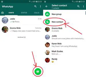 Как добавить новый контакт в WhatsApp