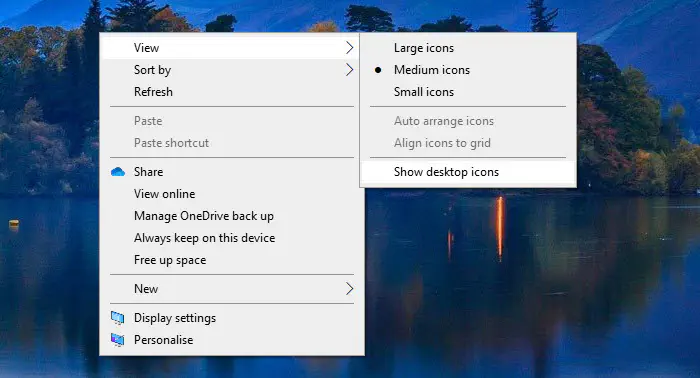 Исправить: Отсутствие или отсутствие значков на рабочем столе в Windows 10