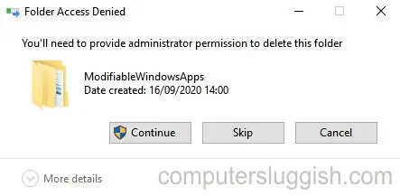 Как удалить папку ModifiableWindowsApps в Windows 10
