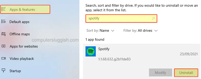 Как удалить Spotify с компьютера под управлением Windows 10
