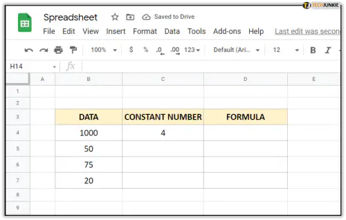 Как умножить столбец на константы в Google Sheets