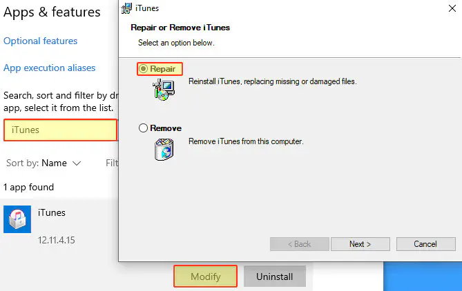 Windows 10 Исправление iTunes не может запуститься из-за отсутствия некоторых необходимых файлов