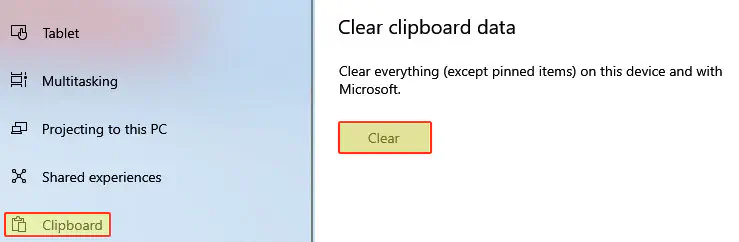 Как очистить данные буфера обмена в Windows 10
