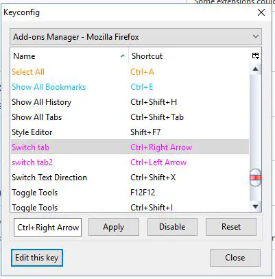 Как добавить новые горячие клавиши Firefox для переключения между вкладками