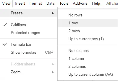 Как повторить заголовки столбцов на каждой странице в Google Sheets