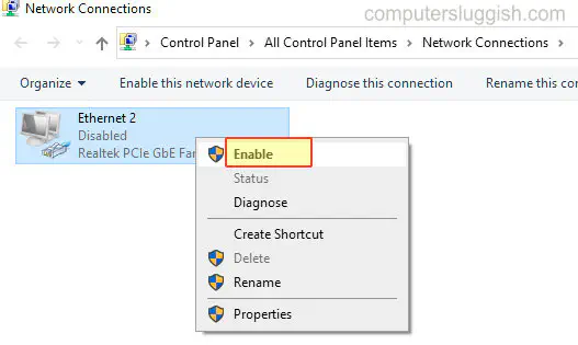 Как включить сетевой адаптер Ethernet в Windows 10