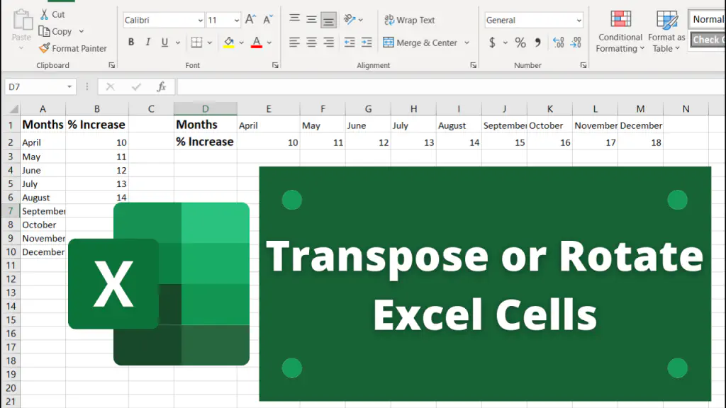 Как транспонировать или повернуть ячейки Excel (строку в столбец и наоборот)