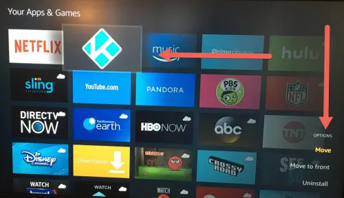 Как добавить Kodi в ящик последних приложений на устройстве FireStick TV