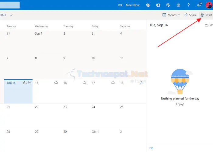 Как распечатать календарь (Google Outlook)