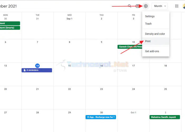 Как распечатать календарь (Google Outlook)