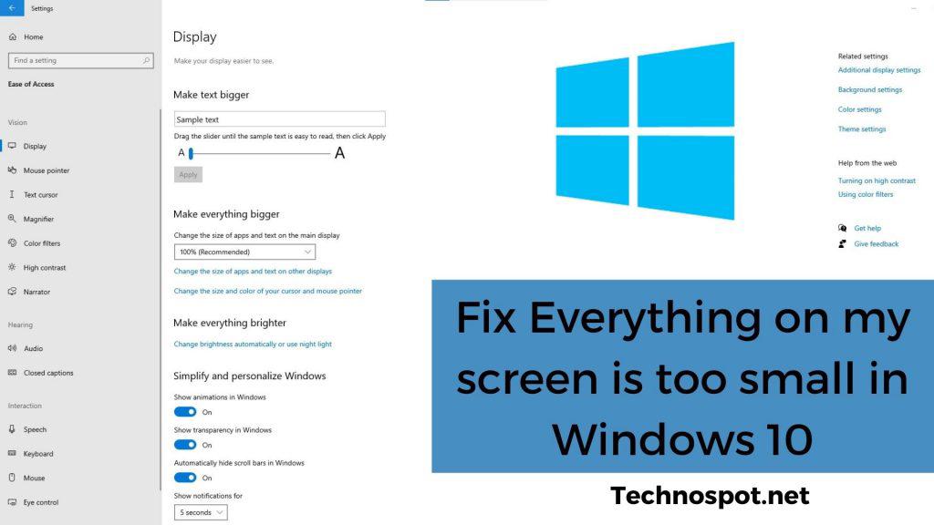 Как исправить все на моем экране слишком маленького размера в Windows 11/10