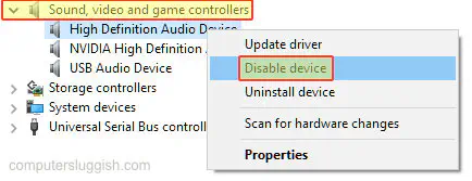 Windows 10 отключение динамиков в диспетчере устройств