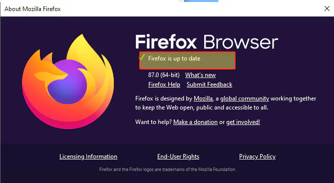 Проверяйте обновления в Firefox, чтобы убедиться, что у вас последняя версия