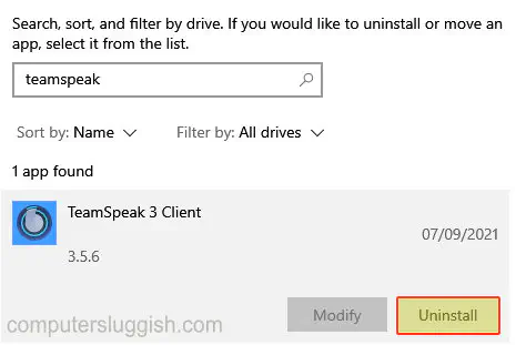 Как удалить TeamSpeak в Windows 10